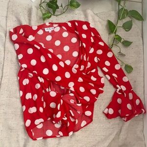 Tie Front Red Blouse